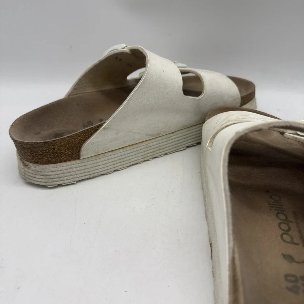 Papillio by Birkenstock Platform Sandals Women EU 40 White Leather Double Buckle